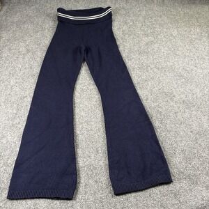Y2K Arden B Sweater Knit Flare Pants M Navy Fold Over Waist Lounge Boho Festival